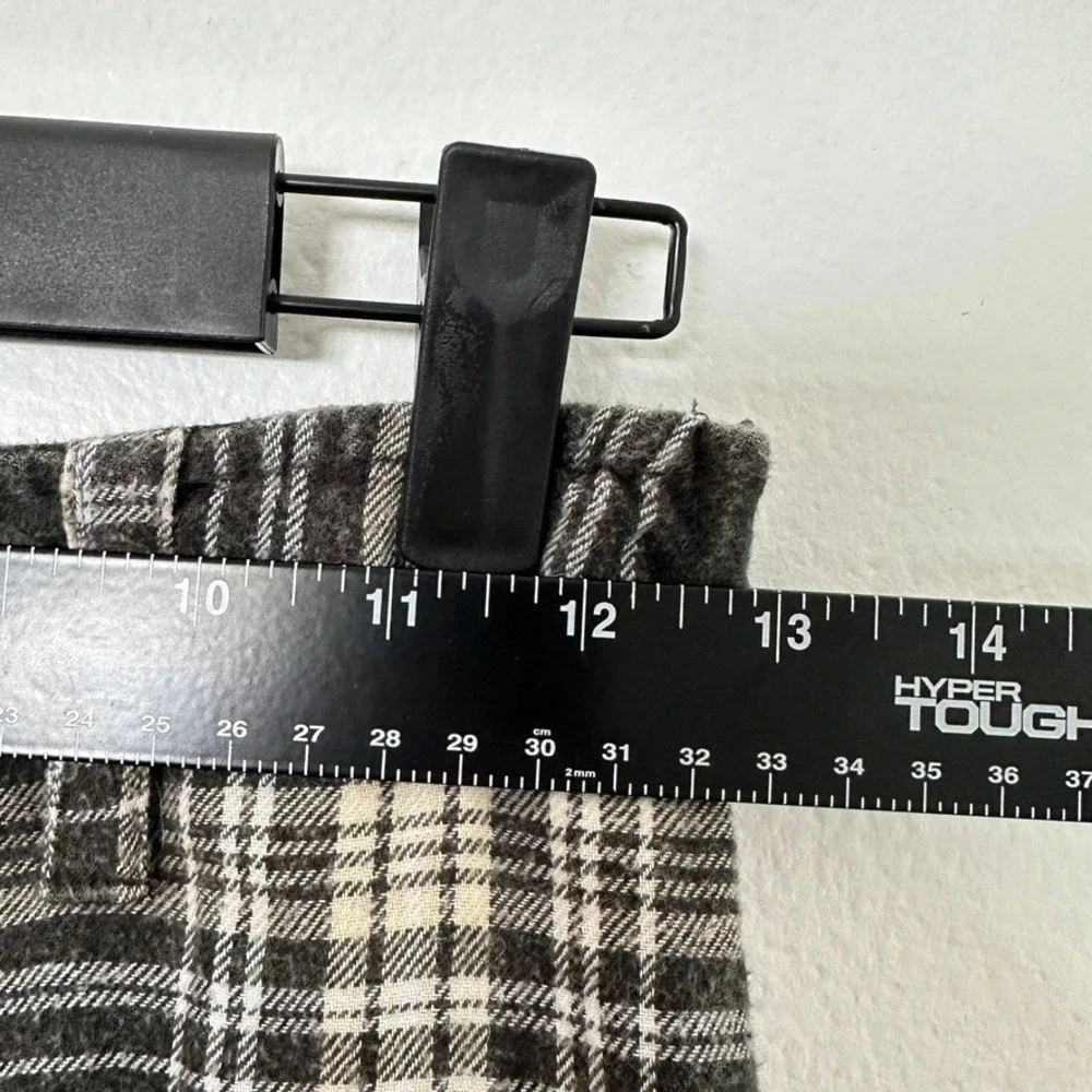 BDG Plaid A-Line Skirt XS Gray Cream Frayed Hem Grunge 100% Cotton Y2K - Picture 7 of 10